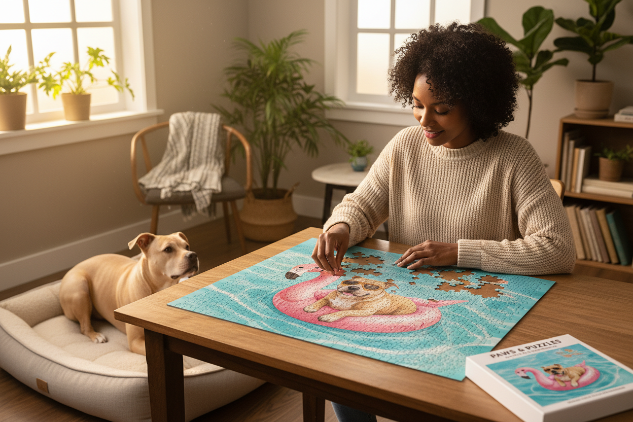 Person assembling Pitbull puzzle